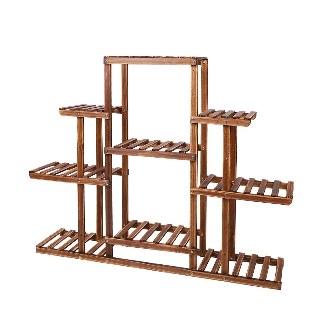 WoodBloom™ 9-Tier Indoor Plant Stand – Wooden Multi-Layer Decor Shelf