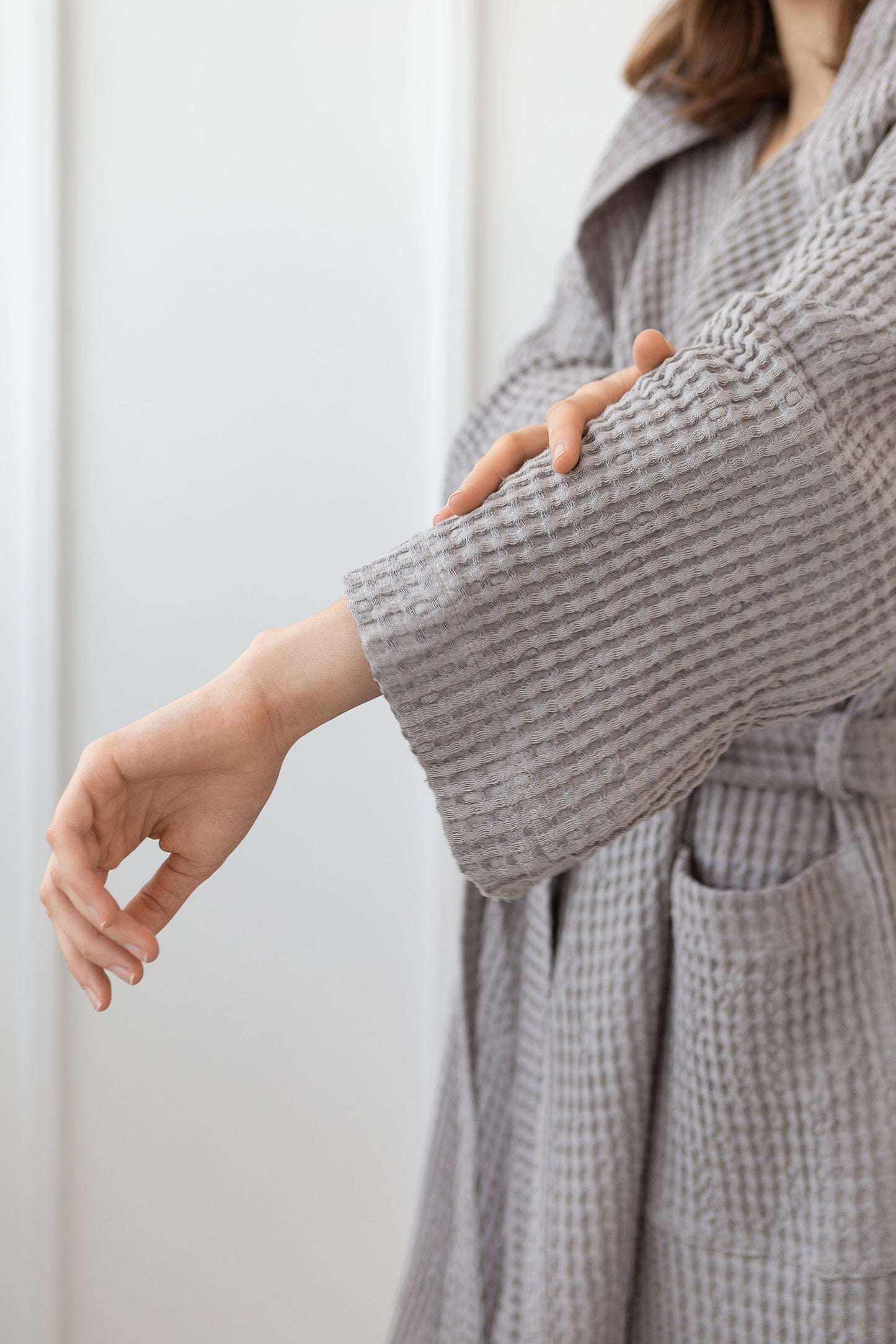 LuxeLinen™ Waffle Towel & Hoodie Robe Set