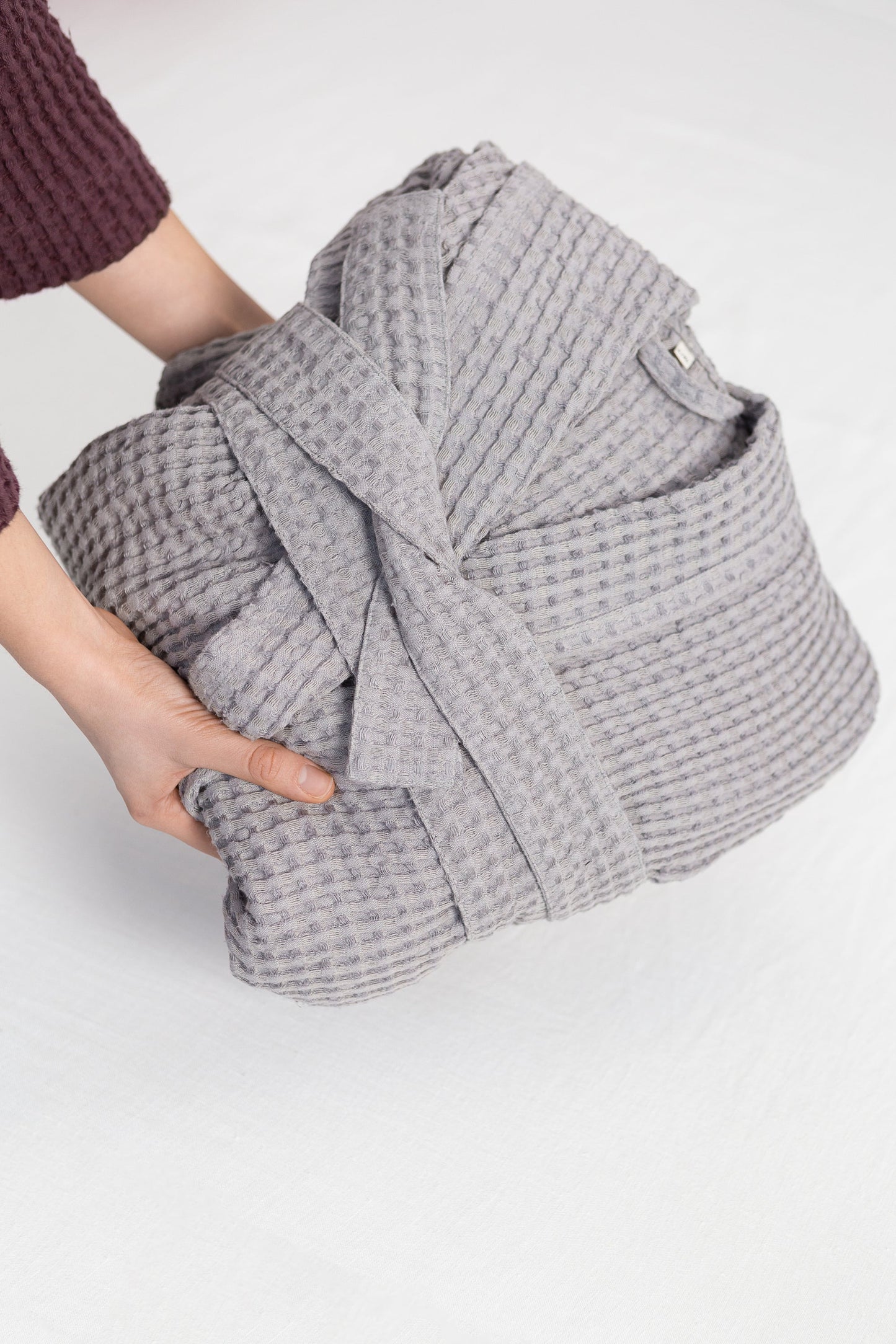 LuxeLinen™ Waffle Towel & Hoodie Robe Set