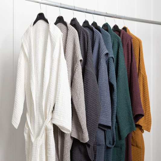 LuxeLinen™ Waffle Towel & Hoodie Robe Set