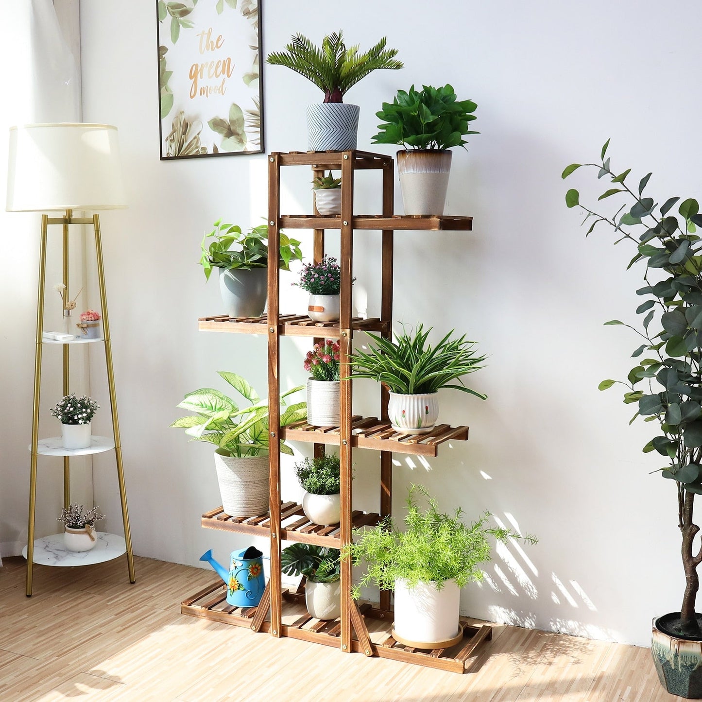 WoodBloom™ 6-Tier Indoor Plant Stand – Wooden Multi-Layer Decor Shelf
