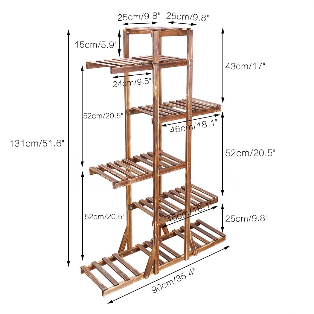 WoodBloom™ 6-Tier Indoor Plant Stand – Wooden Multi-Layer Decor Shelf